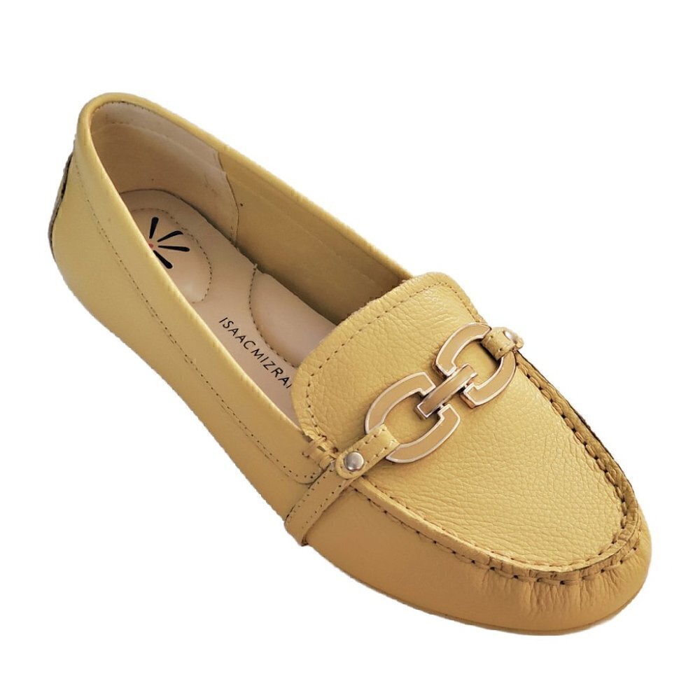 Isaac Mizrahi Yellow Leather Loafers, Woman's Flats, Loafers NIB